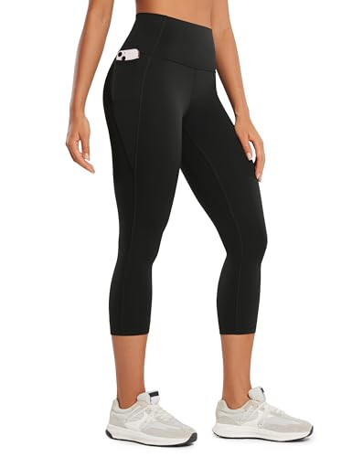 CRZ YOGA Womens Butterluxe Workout Capri Leggings with Pockets 21 Inches - High Waisted Gym Athletic Crop Yoga Black Small | Amazon (US)