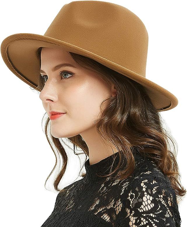 Women or Men Woolen Felt Fedora Hat Vintage Widet Brim Crushable Hat Belt Jazz | Amazon (US)