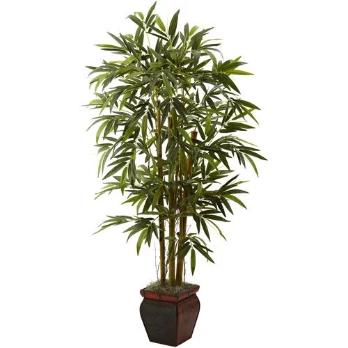Nearly Natural 5.5' Bamboo Artificial Plant with Decorative Planter, Green - Walmart.com | Walmart (US)