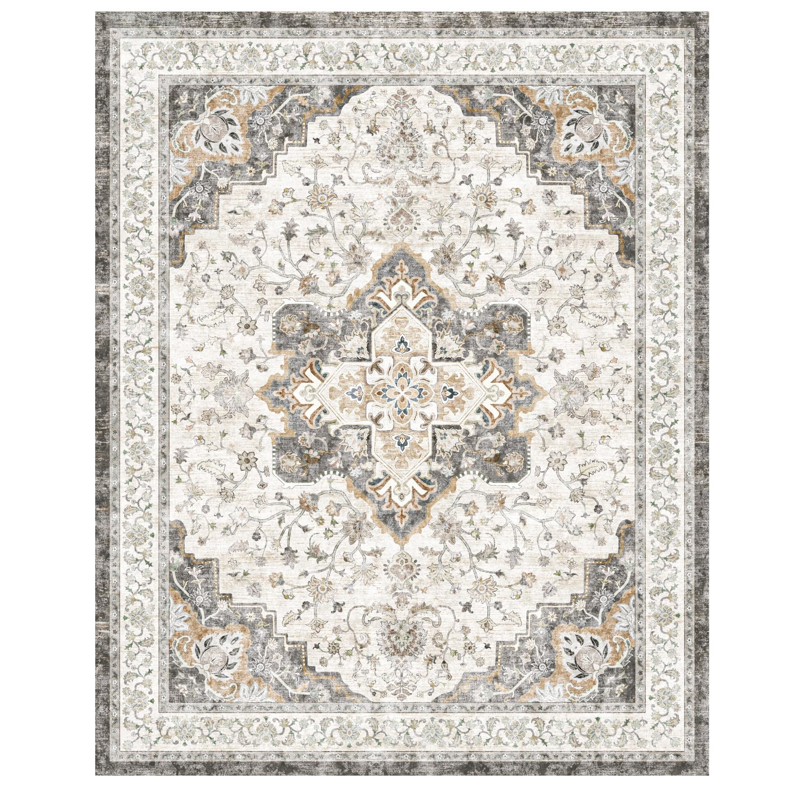 Marsail 8x10 Washable Area Rug, Soft & Slip-Resistant Large Area Rug with Reinforced Bound Edges,... | Amazon (US)