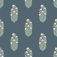 Fabric By The Yard Floral Block Print Navy | Etsy (US)