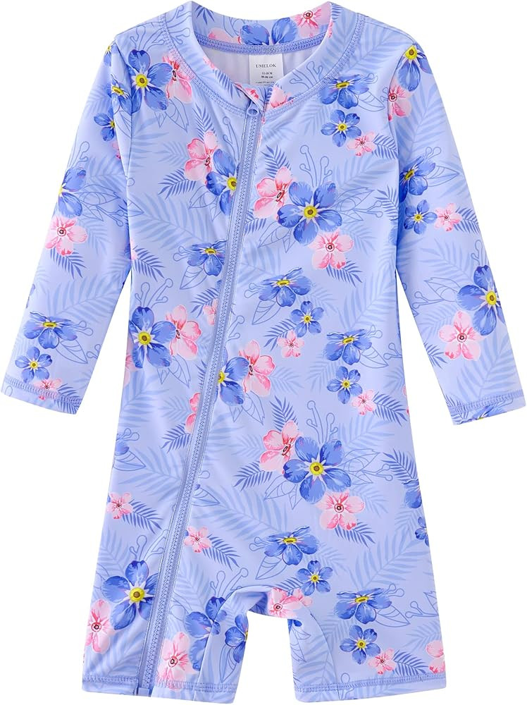 UMELOK Baby Girls' One Piece Swimsuit Full Zip UPF 50+ Sun Protection Swimwear Rash Guard Swim Su... | Amazon (US)