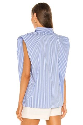 Bardot Stripe Shoulder Pad Shirt in Blue Stripe from Revolve.com | Revolve Clothing (Global)