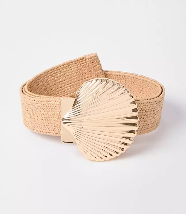 Seashell Raffia Stretch Belt | LOFT