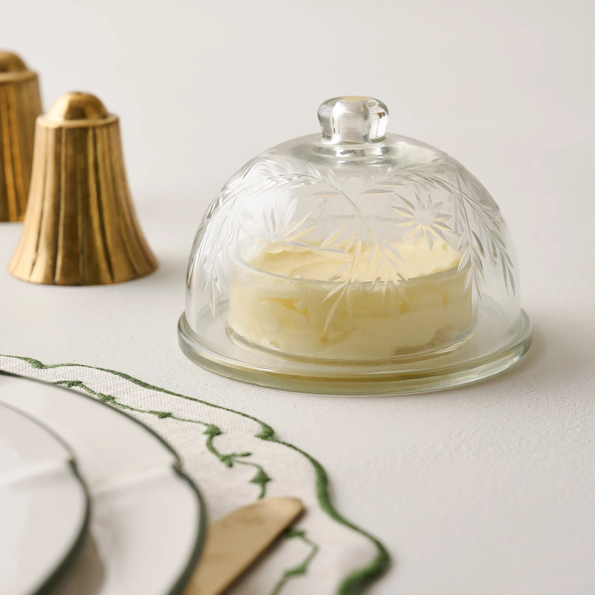 Vivian Cut Glass Butter Dish | Magnolia