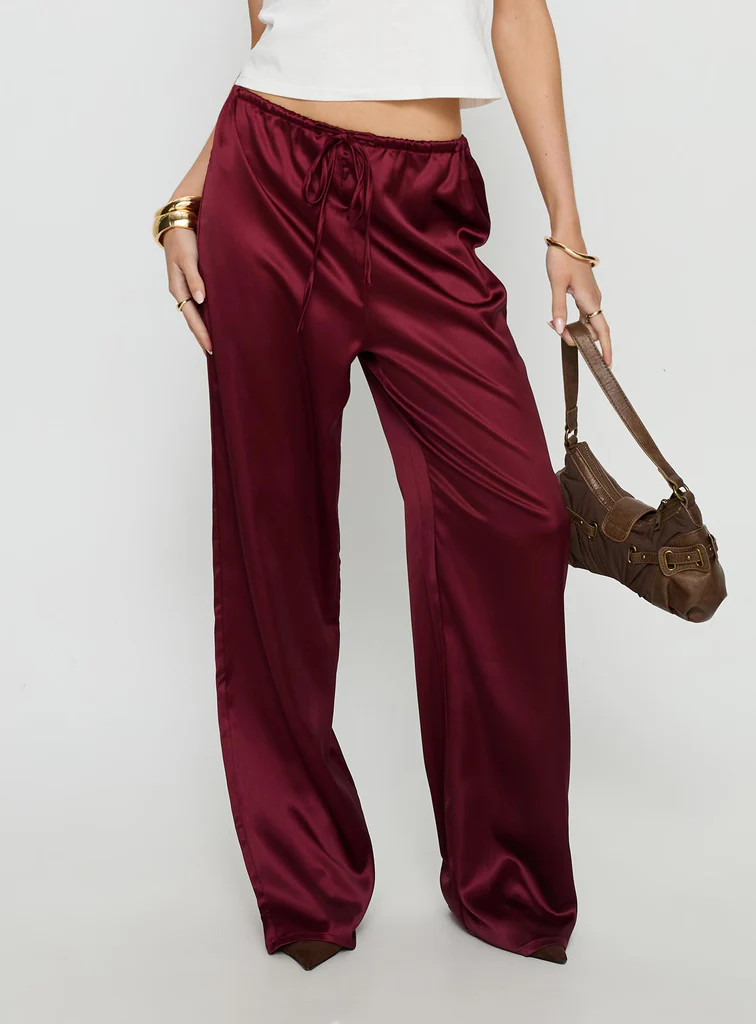 Soulstar Satin Pants Wine | Princess Polly US