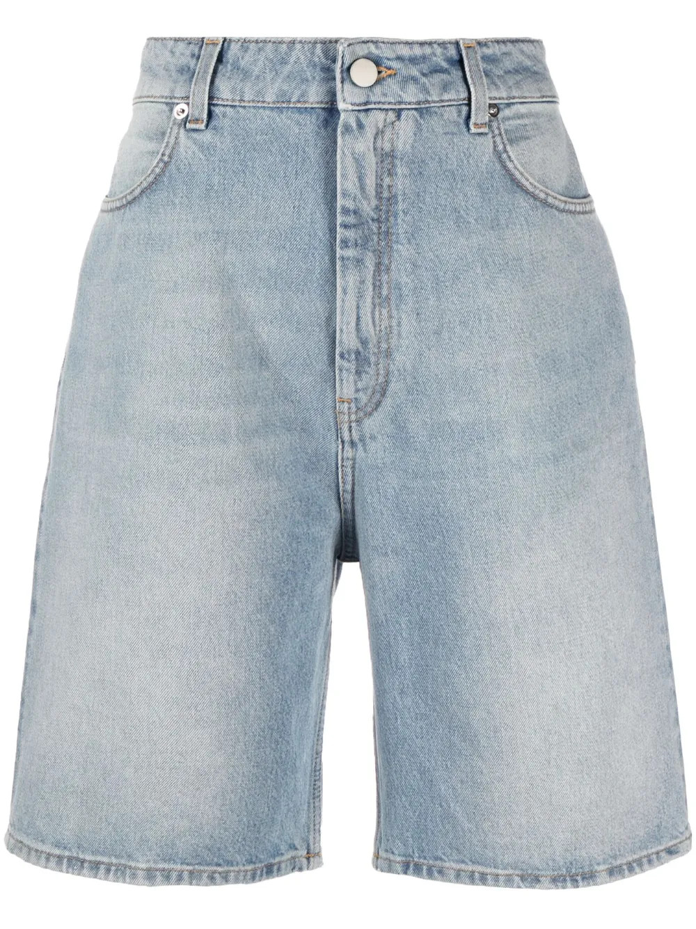Loulou Studio Washed Denim Organic Cotton Shorts - Farfetch | Farfetch Global