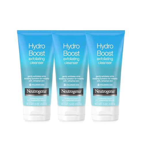 Neutrogena Hydro Boost Gentle Exfoliating Daily Facial Cleanser with Hyaluronic Acid, Clinically Proven to Increase Skin's Hydration Level, Non-Comedogenic Oil-, Soap- & Paraben-Free, 5 Oz, 3 Pack | Amazon (US)