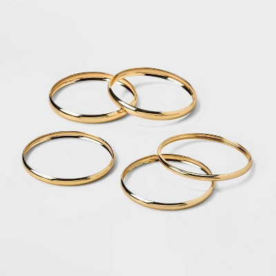 Domed Bangle Bracelet Set 5pc - A New Day™ Gold: Nickel-Free Metal, Continuous Closure, 2.625" Length | Target