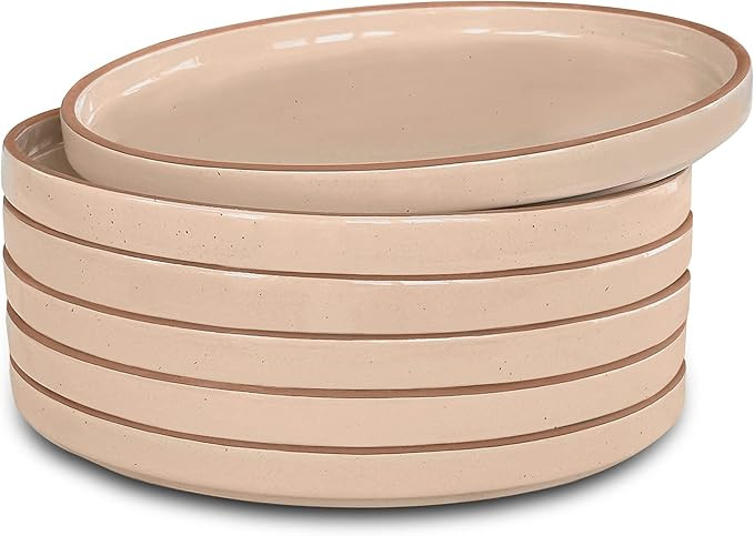 MORA Ceramic Flat Plates Set of 6-8 in - The Dessert, Salad, Appetizer, Small Lunch, etc Plate. M... | Amazon (US)