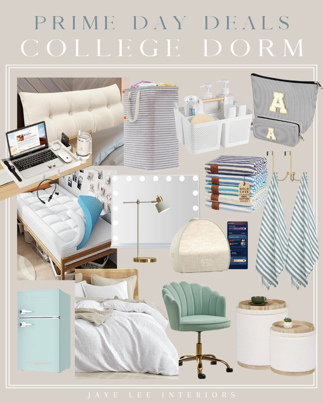 Dorm room decor on sale with Amazon Prime... college dorm essentials, dorm decor, dorm room ideas, dorm room interiors, coastal bedroom, rattan desk, monogram makeup bag, vanity mirror, turkish towels, retro mini fridge, bedding, mattress topper, alarm clock, laundry hamper, storage ottoman, throw pillows, storage and moving bags, swivel desk chair, teen room

#LTKHome#LTKStyleTip#LTKKids 

 #LTKSaleAlert