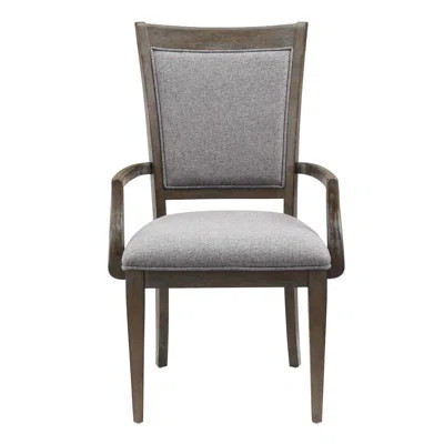 Transitional Armchairs Set Of 2, Fabric Upholstery Seat Back Wooden Dining Furniture | Wayfair North America