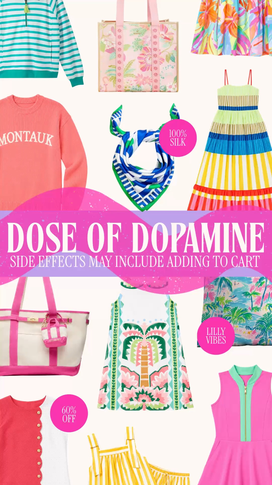 Colorful summer outfits | dopamine dressing | Lilly Pulitzer inspired | preppy style | colorful accessories

Medical update: the dose has been increased.

This week’s Dose of Dopamine is for the woman who sees a hot pink tote, a striped maxi, a 100% silk scarf, a tropical print, and a scalloped cardigan and thinks, yes, all of the above.

I pulled colorful dresses, statement bags, silk scarves, cheerful sweaters, Palm Beach prints, bright activewear, tropical home finds, and the preppy little extras that make white denim, vacation outfits, and late summer layers feel like an event.

The color story is doing the absolute most: hot pink, Kelly green, cobalt blue, citrus yellow, turquoise, coral, and enough pattern to make beige file a formal complaint.

There are Lilly Pulitzer inspired finds, Tuckernuck style pieces, designer looks for less, vacation outfits, summer sale finds, and a few early fall layers for anyone willing to discuss sweaters only if they remain colorful.

Wear them for beach weekends, resort dinners, brunch, girls trips, lake days, pool lunches, colorful work outfits, teacher outfits, and every late summer plan still on the calendar.

Dopamine dressing, dopamine outfit, colorful outfits, colorful summer outfits, preppy summer outfits, colorful fashion, vibrant colors, Lilly Pulitzer inspired, Lilly Pulitzer style, Lilly P inspired, Palm Beach style, resort wear women, vacation outfits women, beach vacation outfits, colorful dresses, summer dresses women, statement bag, colorful handbag, canvas tote bag, silk scarf, 100 silk scarf, colorful sweater, Montauk sweater, scalloped cardigan, preppy cardigan, active dress women, colorful activewear, tropical print dress, striped maxi dress, designer look for less, Tuckernuck inspired, preppy accessories, summer sale finds, late summer outfits, maximalist style, colorful home decor, preppy fashion finds

#LTKFindsUnder100 #DopamineDressing #PreppyStyle #LillyPulitzer #ColorfulStyle #VacationStyle #LookForLess

#LTKSeasonal #LTKWorkwear #LTKootd