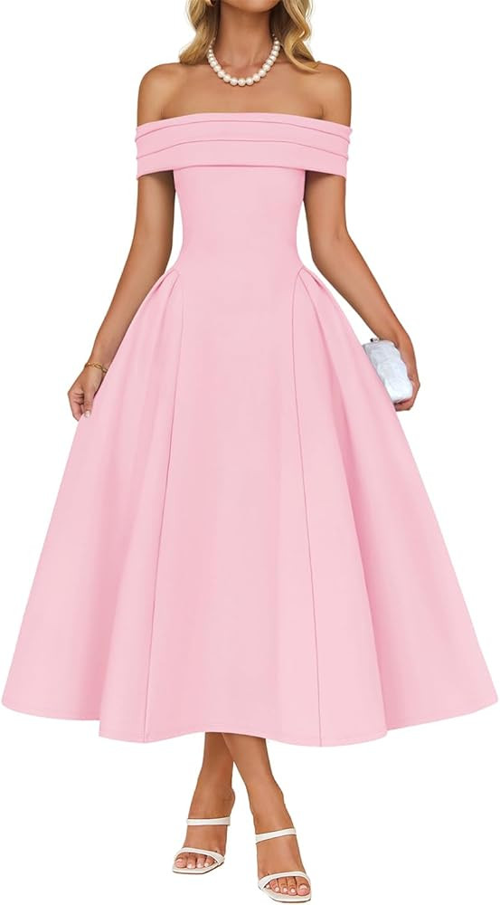 ZESICA Cocktail Dresses for Women's Elegant Off Shoulder Short Sleeve Swing A Line Wedding Evenin... | Amazon (US)