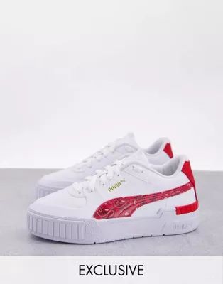 Puma – Cali Sport – Sneaker in Weiß mit rotem Paisley-Muster | ASOS (Global)