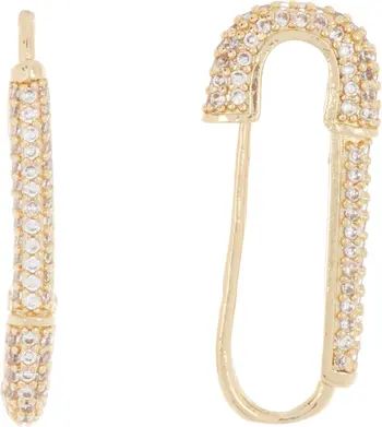Gold Plated CZ Safety Pin Dangle Earrings | Nordstrom Rack