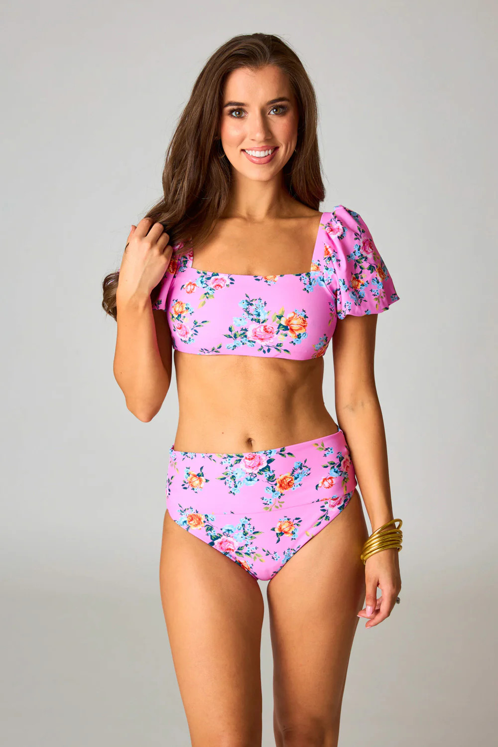BuddyLove | Jojo Puff Sleeve High Waisted Bikini | Corsage | BuddyLove