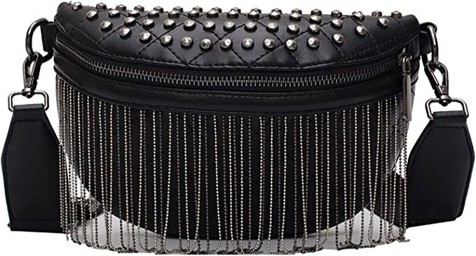 LABANCA Women Faux Leather Waist Packs Rivet Studded Zipper Pocket Shoulder Purse Rave Festival F... | Amazon (US)
