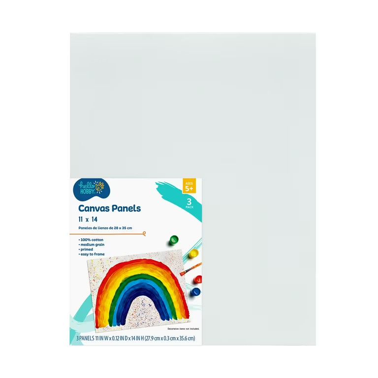 Hello Hobby 11" x 14" Panel Canvas, 3 Count | Walmart (US)