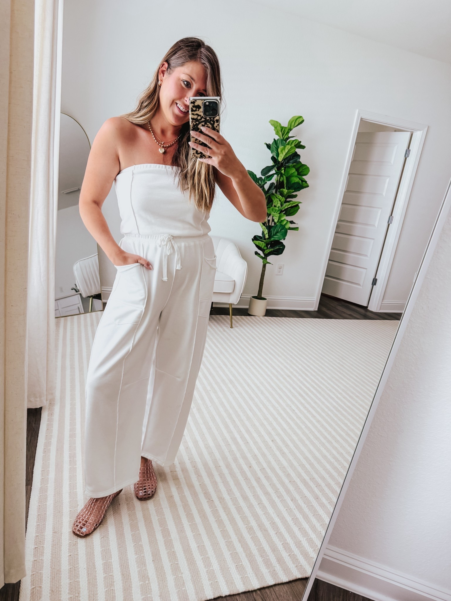 Spring outfit, strapless jumpsuit, look for less 

Wearing medium 

#LTKootd