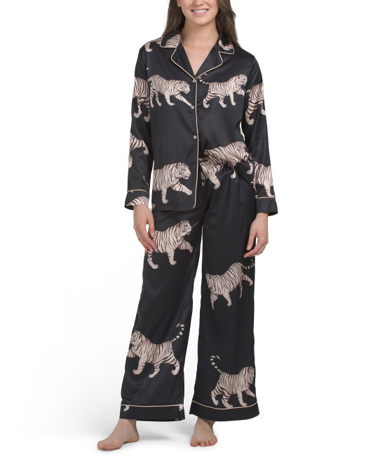 2pc Satin Tiger Print Pj Set | TJ Maxx