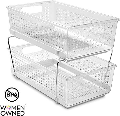 madesmart 29091 Two Tier Organizer, Large, Clear-Without Dividers | Amazon (US)