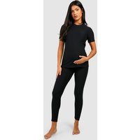 Womens Maternity Super Soft Legging Lounge Set - Black - 12 | boohoo (US & Canada)
