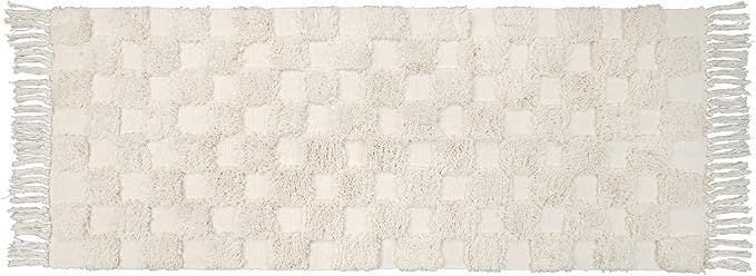 Lanffia Boho Runner Rug 2x5, Washable Beige Checkerboard Tufted Kitchen Runner with Tassels Bohem... | Amazon (US)