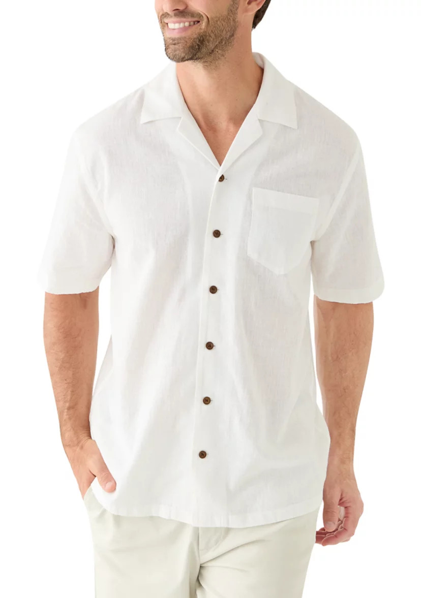 Men's Short Sleeve Linen and Cotten Camp Shirt | Belk