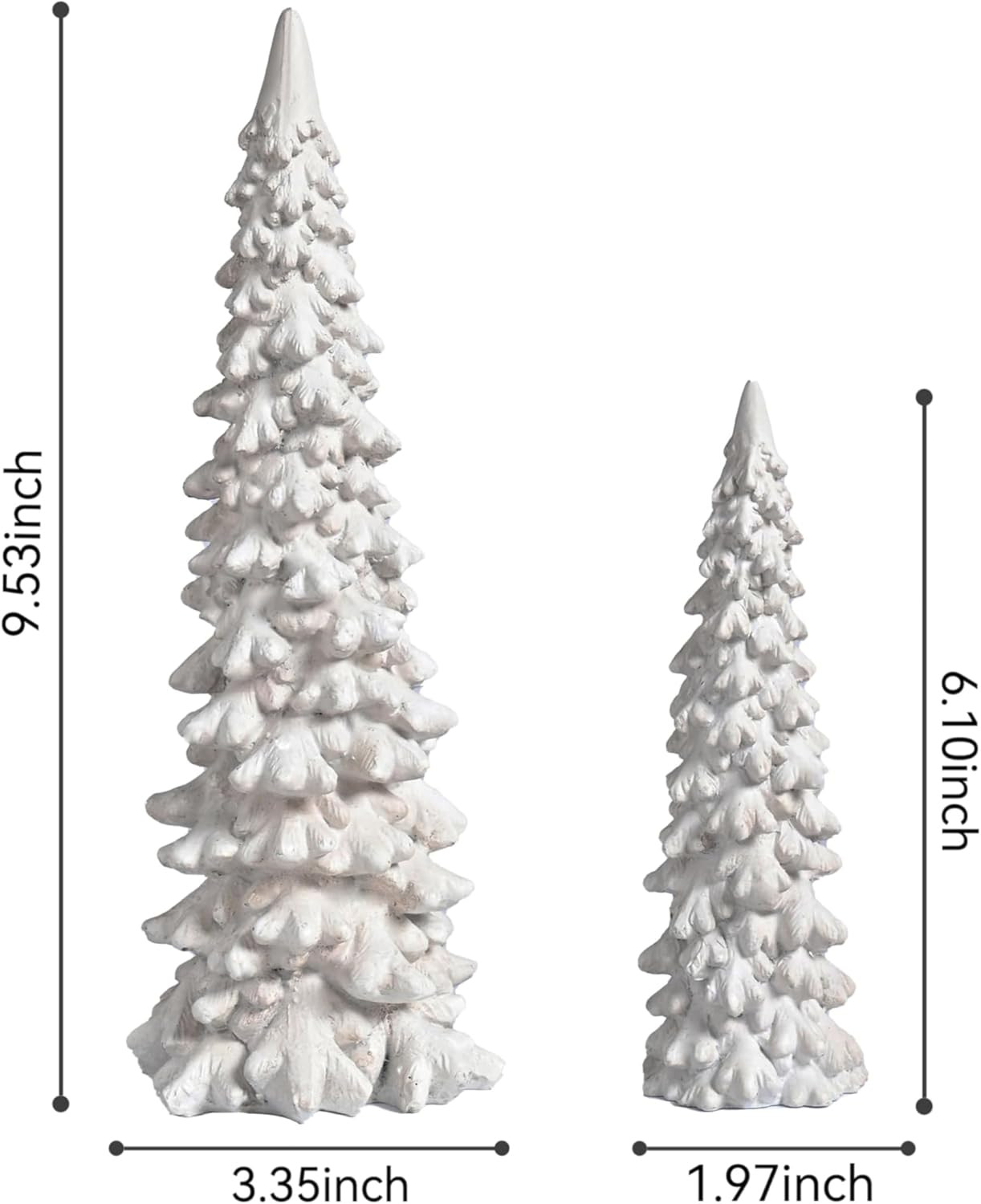 White Tabletop Christmas Tree, 2Pcs Resin Small Christmas Tree Figurines, Decorative Christmas Tr... | Amazon (US)