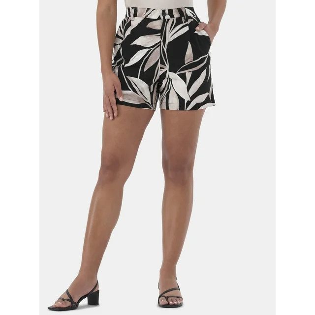 Time and Tru Women’s Linen-Blend Shorts, 5” Inseam, Sizes XS-XXXL | Walmart (US)