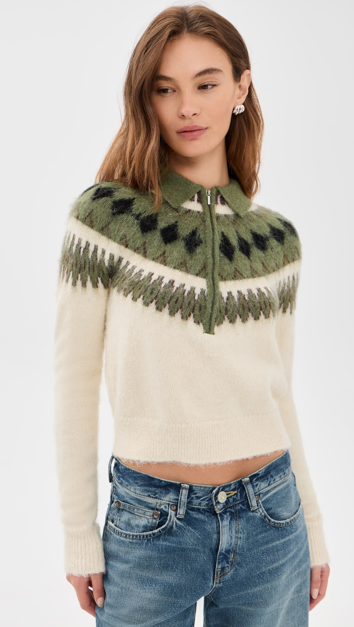Fair Isle Sweater Half Zip Sweater | Shopbop