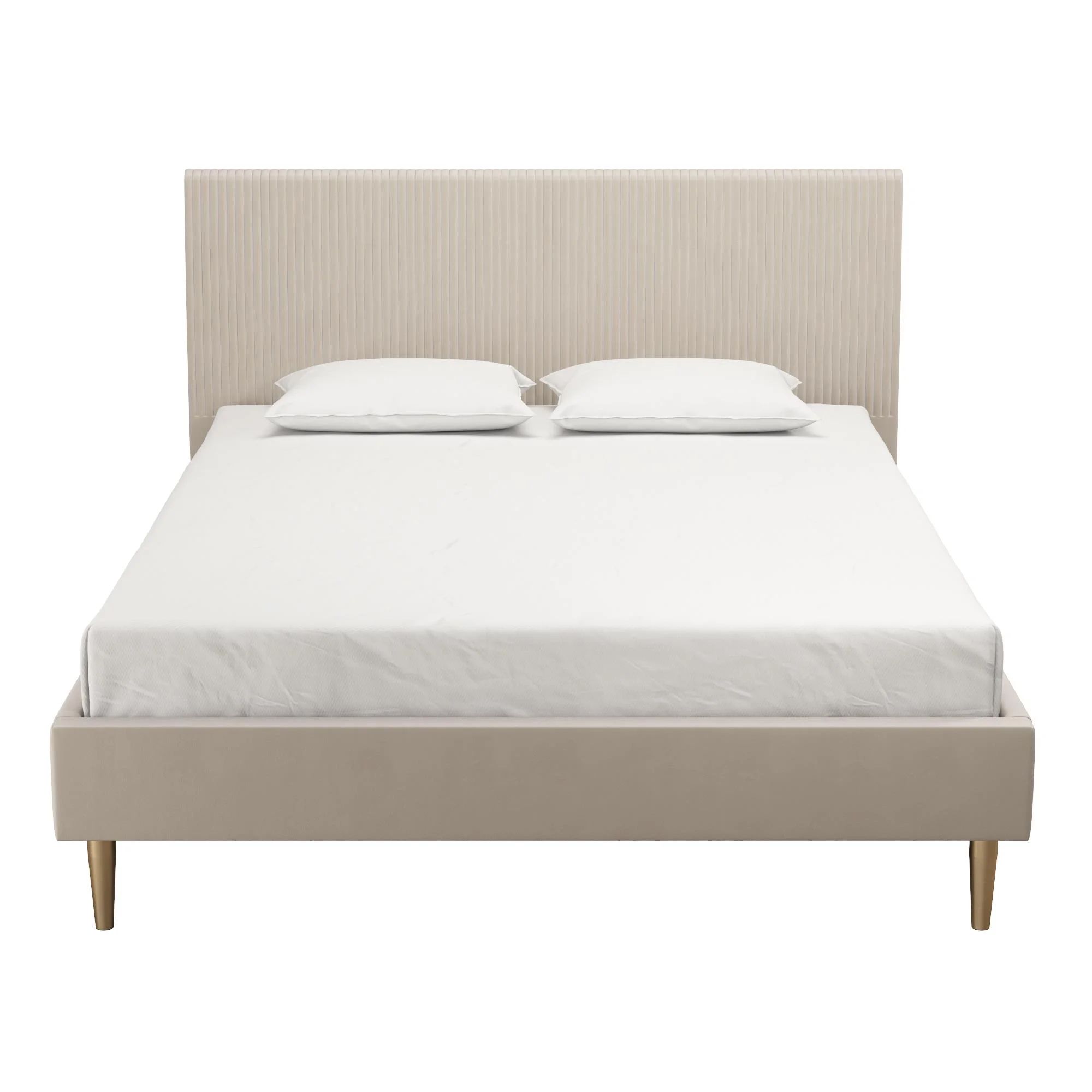 Mr. Kate Daphne Upholstered Bed with Headboard and Modern Platform Frame, Queen, Ivory Velvet - W... | Walmart (US)