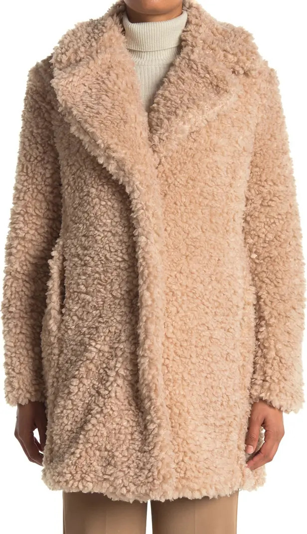 Faux Shearling Notch Collar Coat | Nordstrom Rack