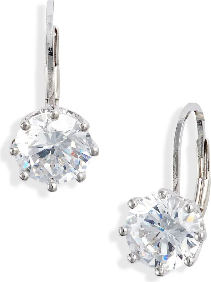 Round Cubic Zirconia Lever Back Earrings | Nordstrom