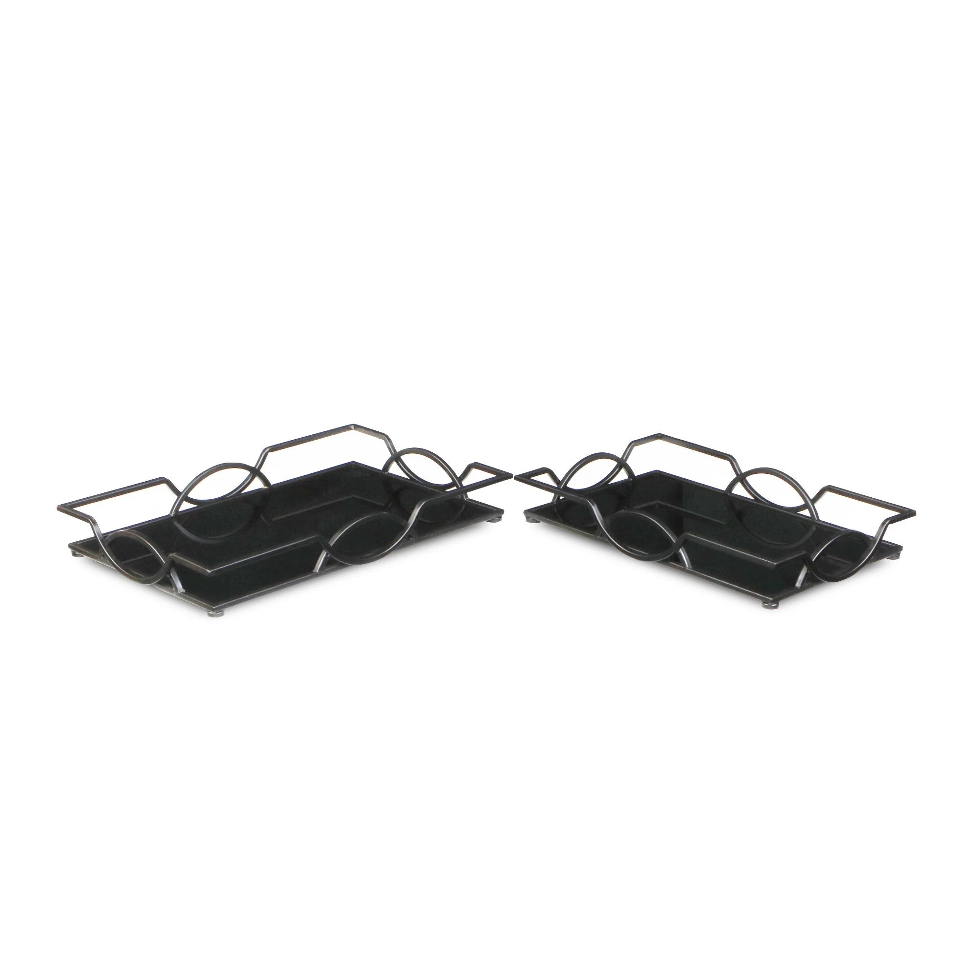 Set of 2 Black Contemporary Decorative Mirror Trays 19.5" | Walmart (US)