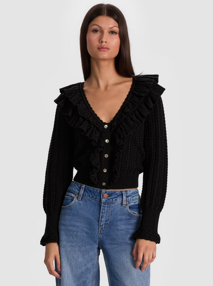 EILEEN RUFFLE CARDIGAN | Alice + Olivia