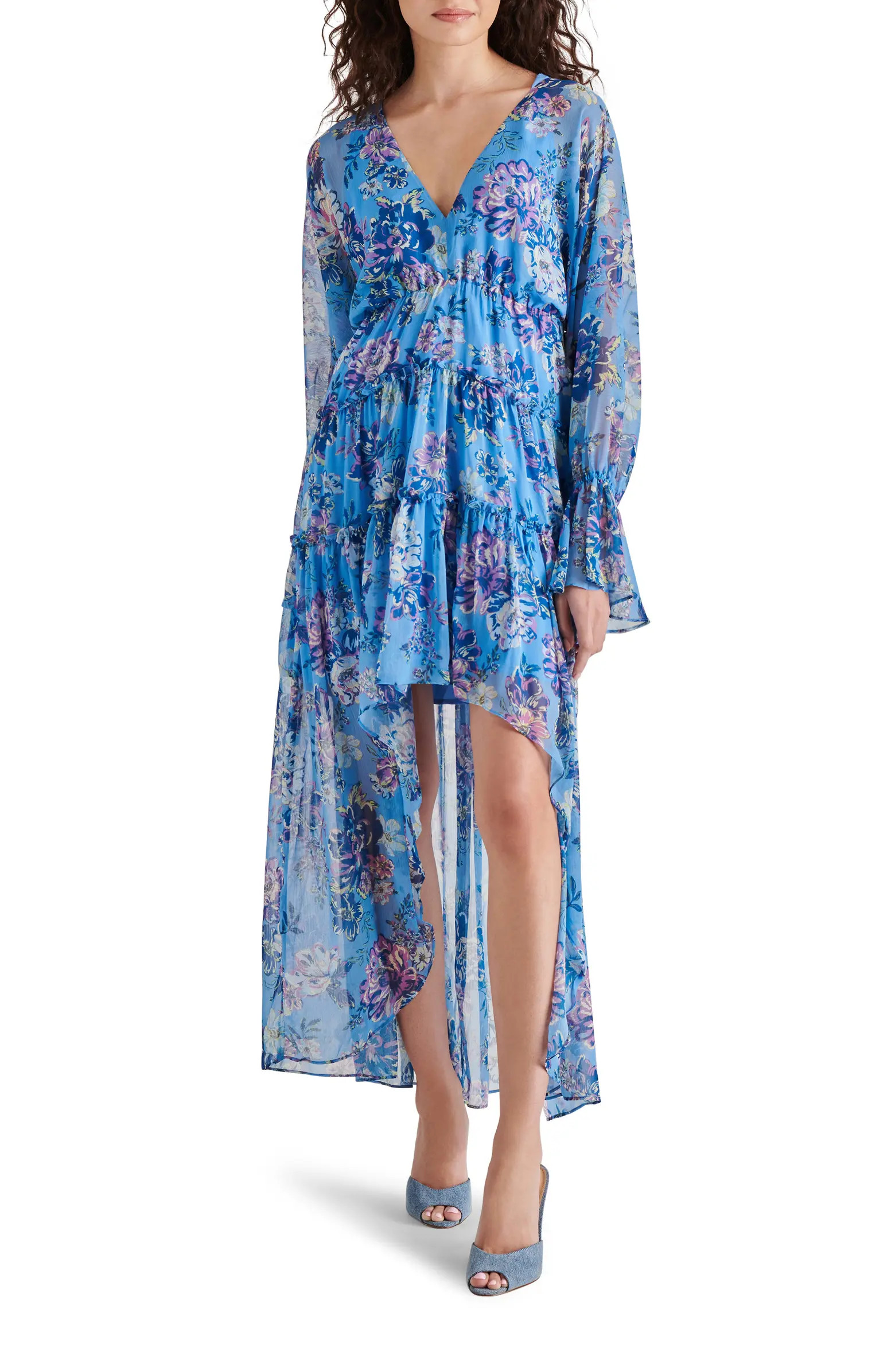 Steve Madden Sol Floral Long Sleeve High-Low Chiffon Dress | Nordstrom | Nordstrom
