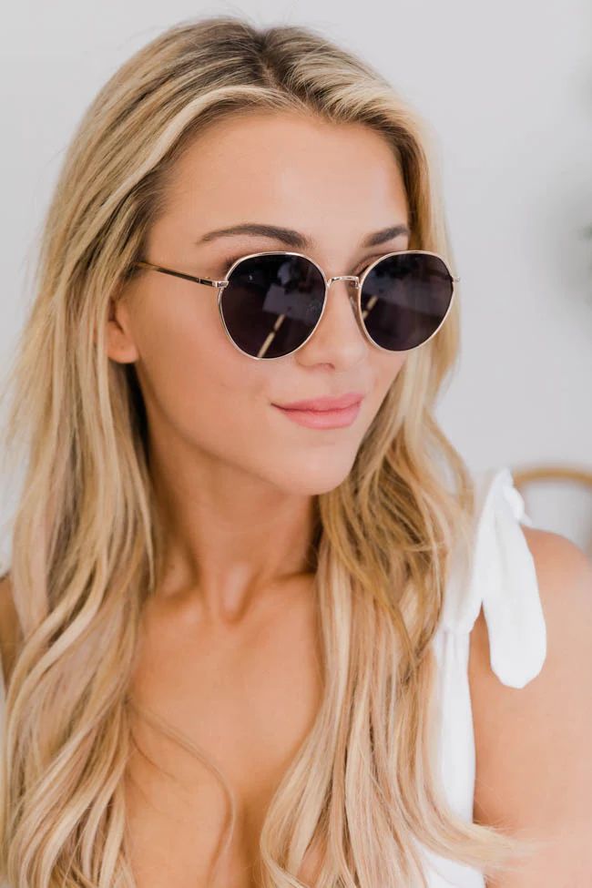 Worlds Collide Circle Frame Gold Sunglasses | The Pink Lily Boutique