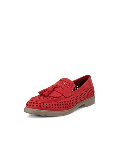 ECCO Women's Dress Classic 15 Perforated Tassel Loafer, Chili RED Nubuck, 8-8.5 | Amazon (US)