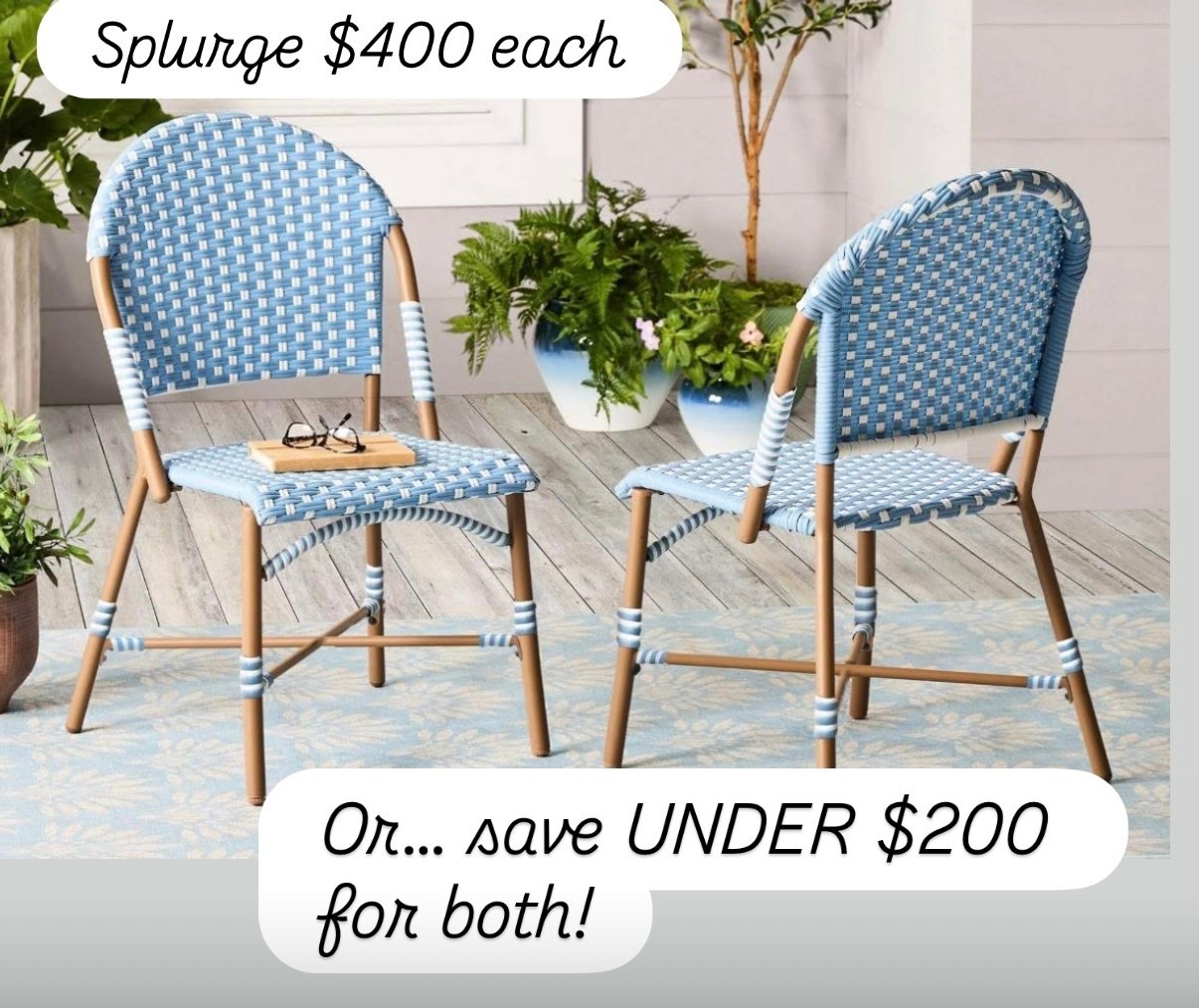 Better Homes and Garden outdoor bistro set, woven chairs, save vs spend, splurge vs save, Walmart home finds, bougee look, budget home finds

#LTKHome