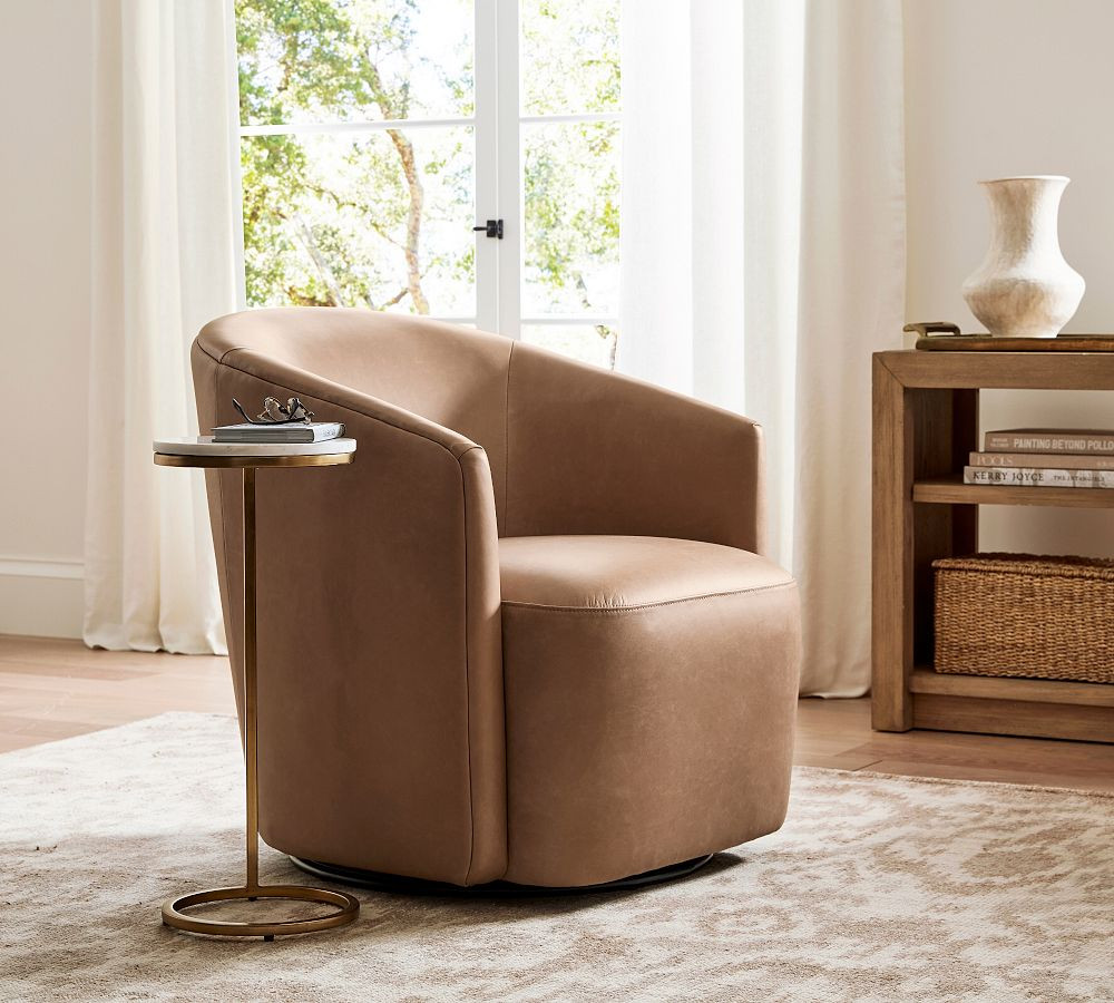 Preston Leather Swivel Chair | Pottery Barn (US)