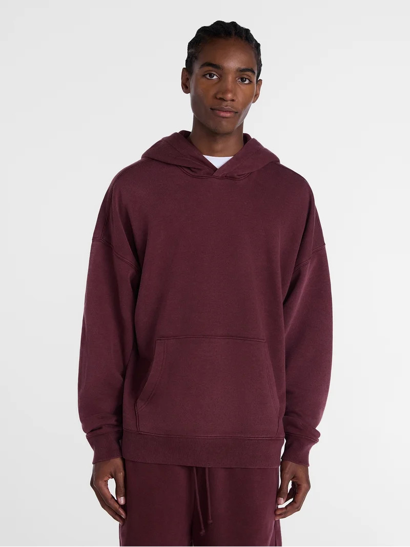 No Boundaries Boxy Fit Oversized Fleece Hoodie with Long Sleeves, Men's XS-4XLT | Walmart (US)