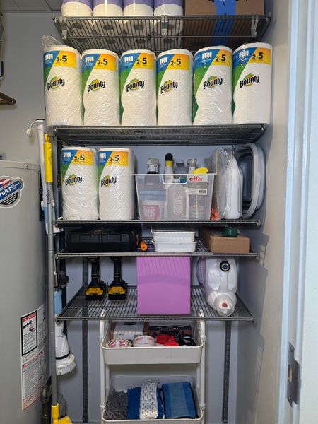 We repurposed everything that was already in this utility closet to turn it into a functional, organized space