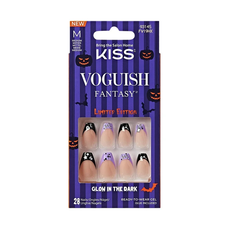 KISS Voguish Fantasy Glow in the Dark, Press On Nails, Forest Spirit, Purple, Medium Coffin, 28 C... | Walmart (US)