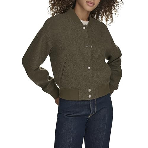 Levi's Women's Varsity Bomber Jacket, Olive Wool Blend, Medium | Amazon (US)