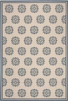 SAFAVIEH Linden Collection 5'3' x 7'6' Blue/Cream LND181M Geometric Indoor/ Outdoor Non-Shedding ... | Amazon (US)