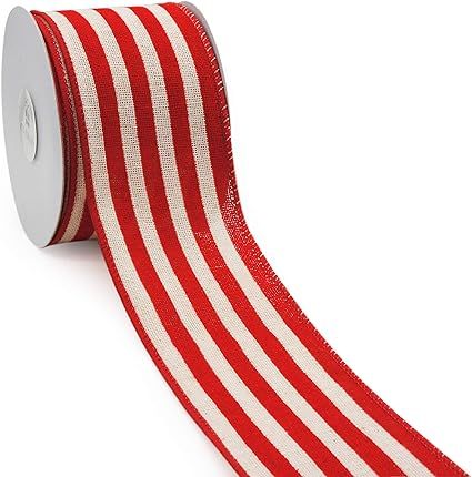 CT CRAFT LLC Stripes Canvas Cotton Ribbon for Home Decor, Gift Wrapping, DIY Crafts, 2.5 Inch x 1... | Amazon (US)