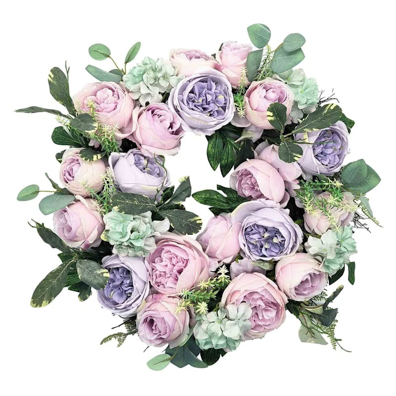 24IN Purple Rose Wreath | At Home