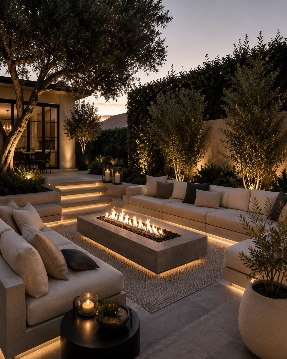 Create a warm and inviting outdoor retreat with a modern fire pit, oversized lounge seating, layered landscape lighting, and lush greenery. This luxury backyard blends resort-style comfort with timeless contemporary design, making it the perfect space for relaxing evenings and entertaining under the stars.

#outdoorliving #backyarddesign #firepit #luxurybackyard #outdoorlounge #modernoutdoor #luxuryoutdoorliving #patiodesign #backyardinspiration #outdoorfurniture #landscapedesign #homedecor #modernhome #luxuryhome #designerhome #gardeninspiration #ltkhome #amazonhome #outdoorinspiration #resortstyle